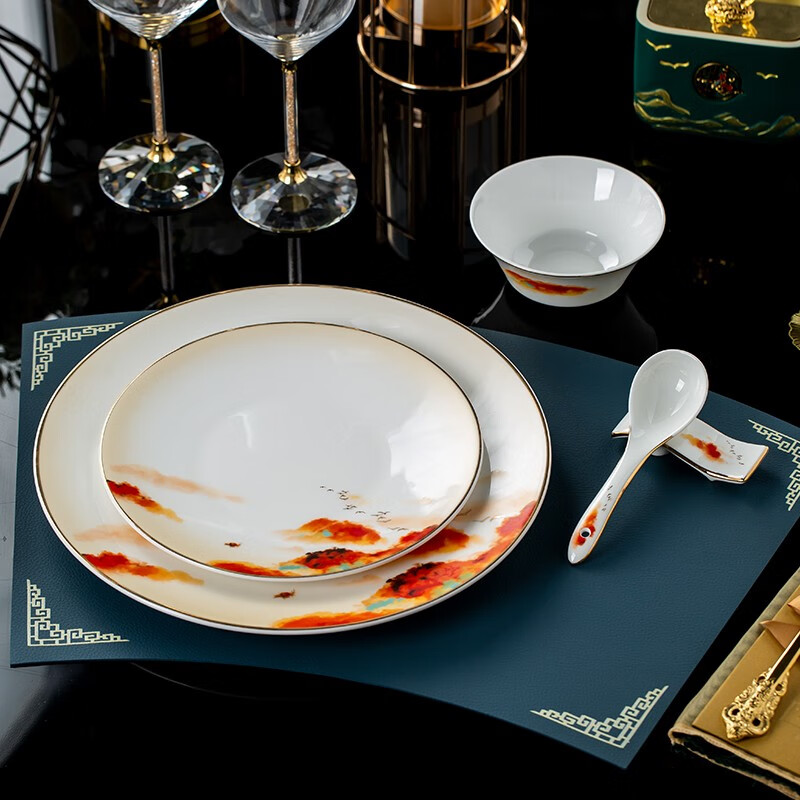 陶相惠高档酒店摆台餐具套装陶瓷新中式会所私厨别墅餐具骨瓷碗定制
