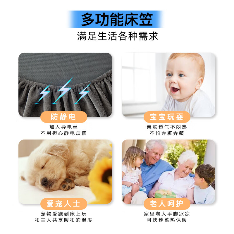 江南猫牛奶绒床笠1.5x2米床单床罩冬季加厚学生全包1.8x2米床垫保护套F1 【厚床笠】星光蓝150*200cm