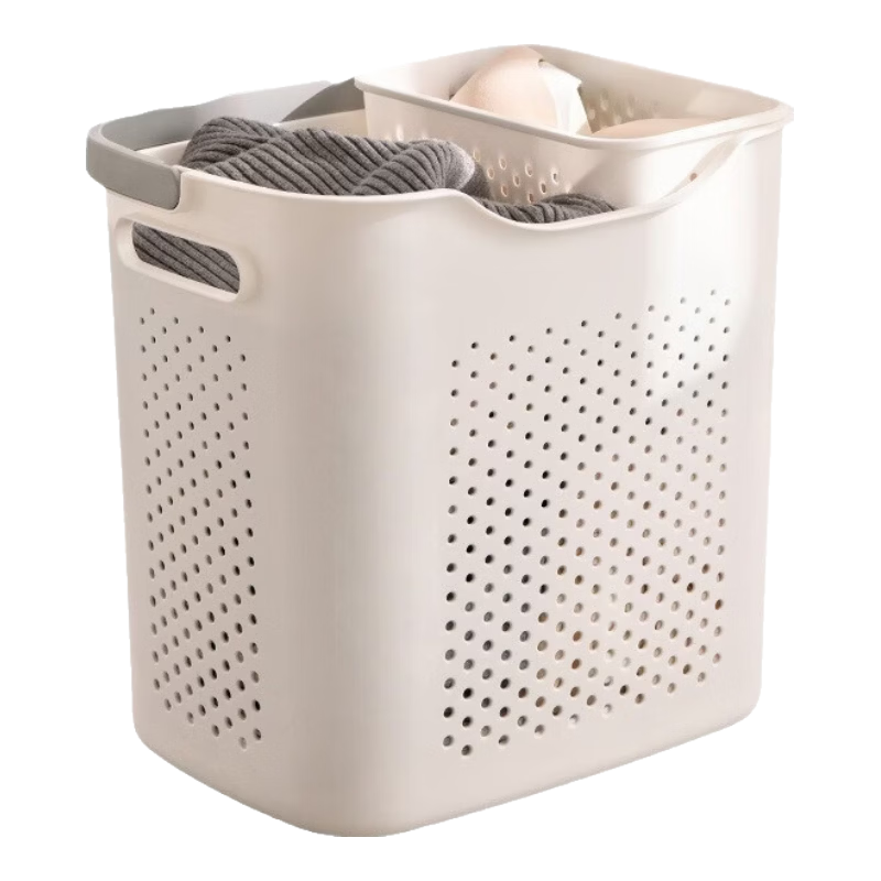 脏衣篓家用脏衣服收纳筐脏衣篮浴室洗衣篮卫生间放衣服神器收纳筐 奶油白 大号【长36宽25.5高32.5CM】