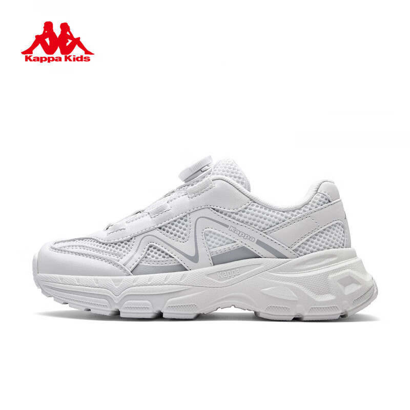 卡帕（Kappa）童鞋儿童运动鞋春季新款青少年女童小白鞋减震软底耐磨男童跑步鞋 经典白 34