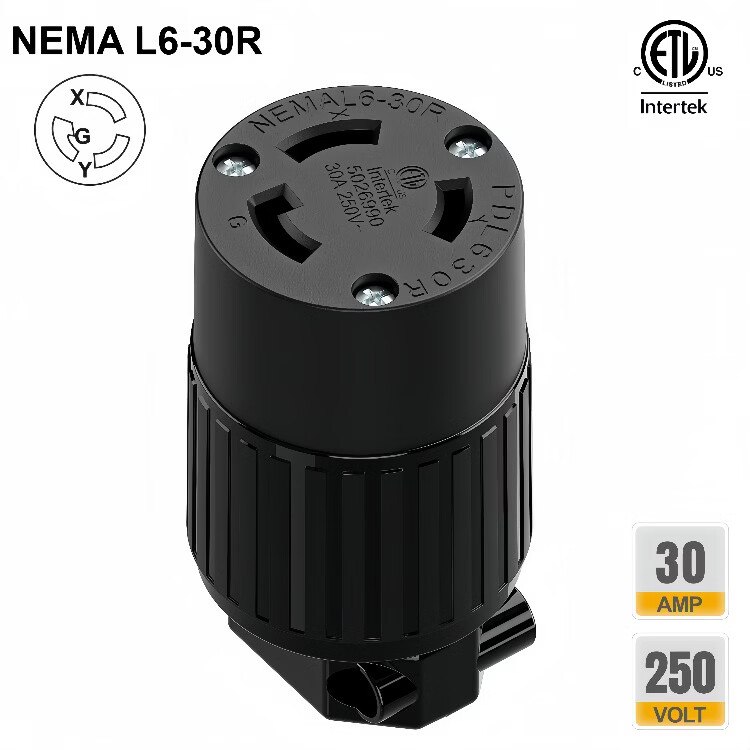TLDPLUG美标NEMA L6-30P插头扭锁式 L6-30R插座30A 250V 美规房车发电机 黄色 美标NEMA L6-30P母座30A 250V