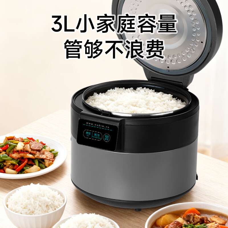 欧点智能电饭煲家用电饭锅不粘涂层内胆微压力电炖锅一键操作电蒸锅煮粥蒸煮饭锅3-4-5-6人 送老人  太空灰 3L 【饭煲|500W】