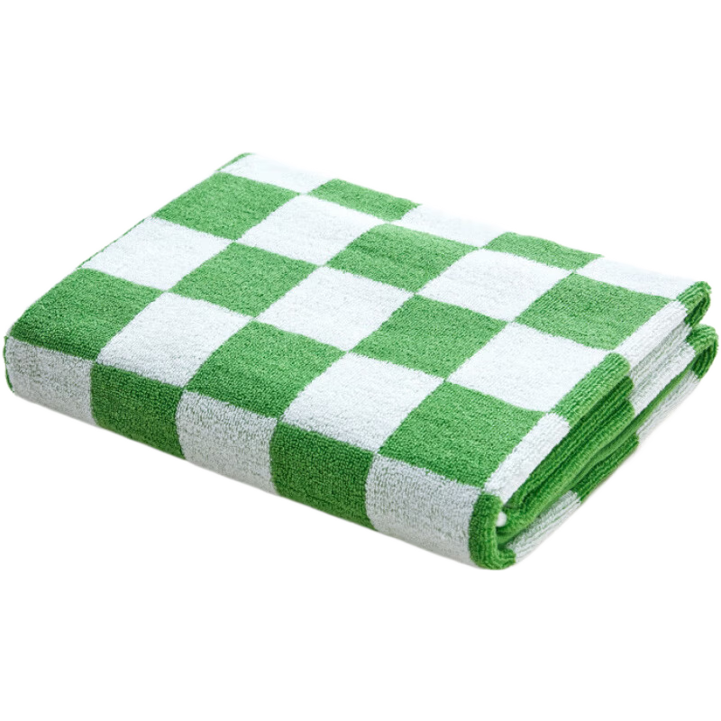 良良（liangliang）嬰兒浴巾超柔吸水新生兒寶寶洗澡包被兒童毛巾 千鳥格-綠(90*90cm)
