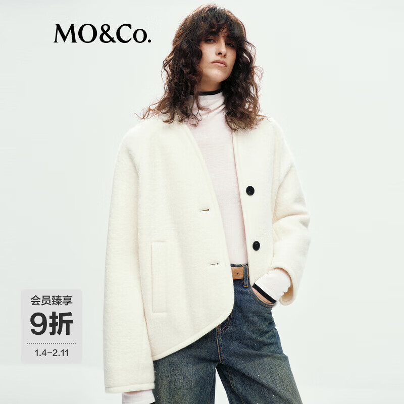 MO&Co.ë������2025����Ʒ��ʽ��������ëȦȦ��Բ�Ǽ��Ͷ̿�MBE4COT024 �װ�ɫ S /160