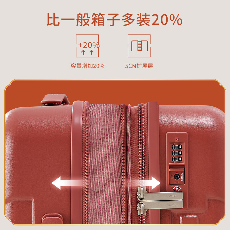 爱华仕行李箱女登机箱大容量拉杆箱男旅行箱轻便耐用可登机 粉黛朱草 24英寸 托运箱