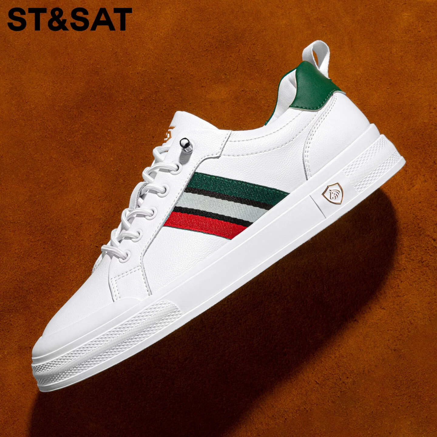 星期六（St&Sat）男鞋春季百搭时尚小白鞋男运动舒适马年鞋防护复古通勤休闲板鞋男 白色 44 (270mm) 标准运动鞋尺码