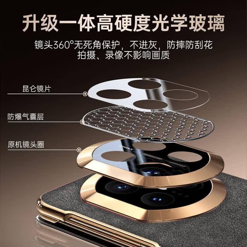 然臣【翻毛皮进口欧缔兰】适用华为MateX7手机壳高档华为智能翻盖商务镜头全包旋转支架x7典藏版保护壳 【中国红】进口欧缔兰丨智能视窗丨旋转支架 华为 Mate X7典藏版