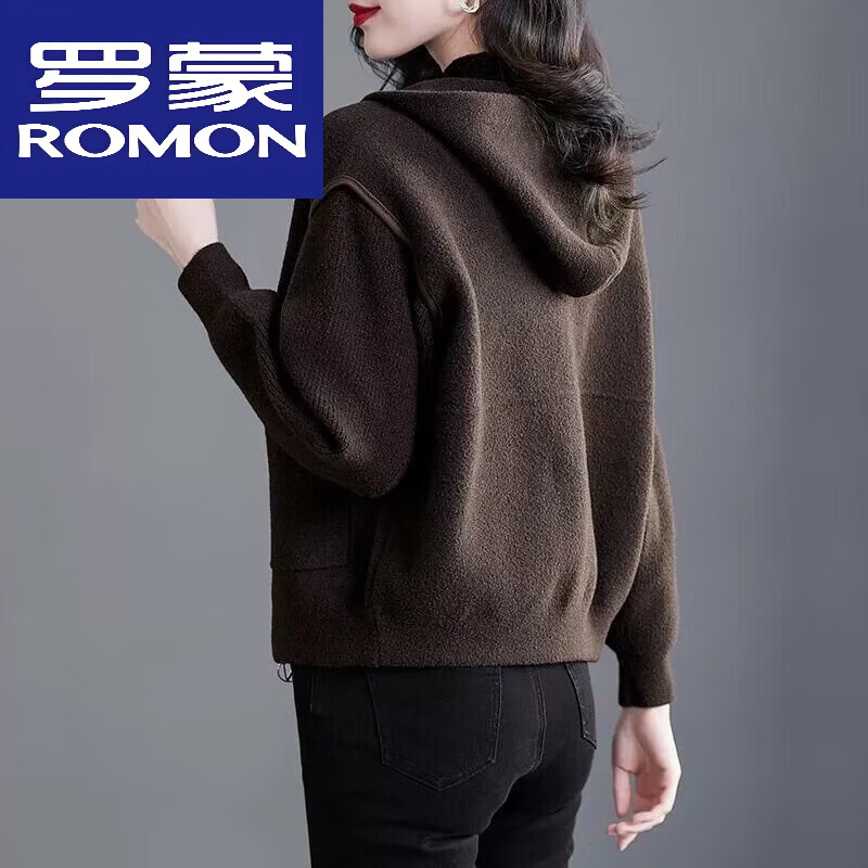 罗蒙（ROMON）妈吗短款双面绒毛呢大衣女士秋冬2023年新款高级感洋气小个子外套 L 推荐105-120斤 均码 咖色