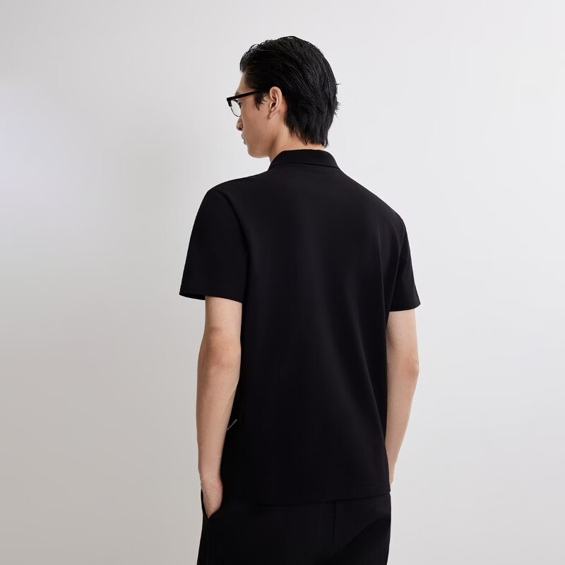 杰克·琼斯（JACK&JONES）26年男装春季新款polo衫男士商务休闲简约纯色刺绣翻领短袖t恤 E43纯黑色 常规 L （180）