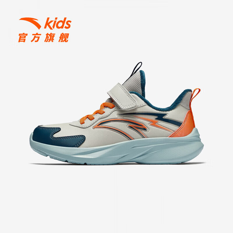 安踏儿童运动鞋男大童鞋2025年秋冬季新品革面加绒保暖织物鞋男童跑鞋 黑/银/新荧光浅草绿-2 35