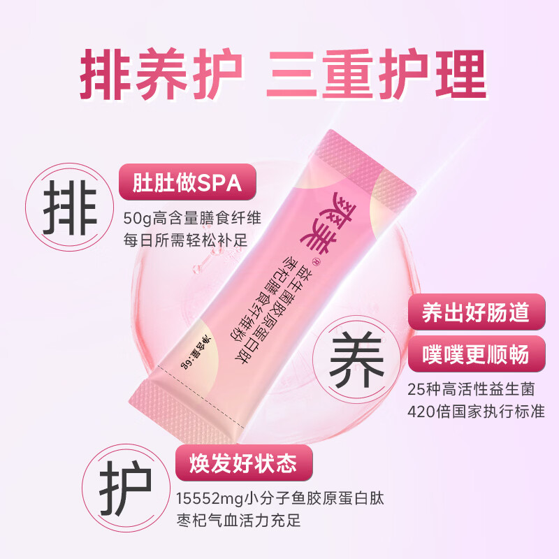 爽美益生菌胶原蛋白肽枣杞膳食纤维粉小分子鱼胶原固体饮料 20条*1盒