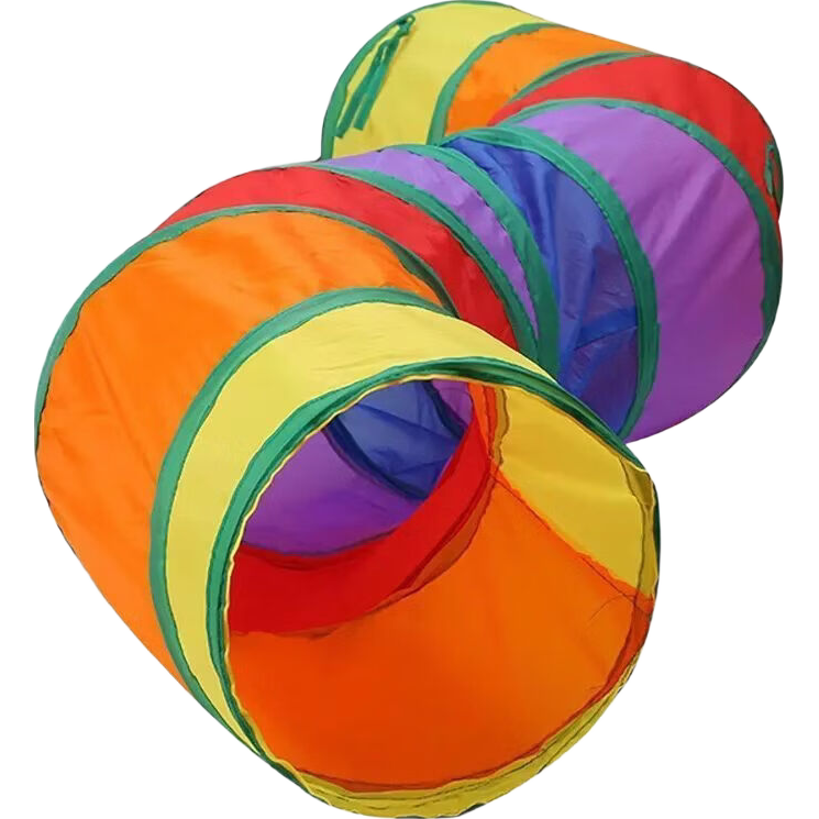 猫咪隧道自嗨解闷钻洞爬行可折叠通道玩具新款猫窝四季通用 彩虹S通道+10个小球 长97*宽25