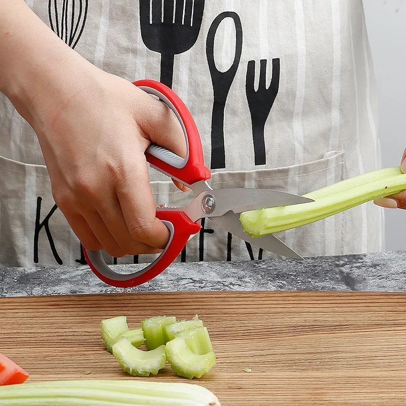 【甄选好物】不锈钢家用剪刀强力厨房多功能裁缝剪学生手工美工大 多功能剪刀【黄灰色】 大号1把装