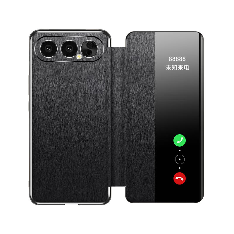 麦焕【智能视窗 | 镜头全包】荣耀500pro手机壳翻盖500保护壳防摔保护套 【玄黑色】 荣耀500