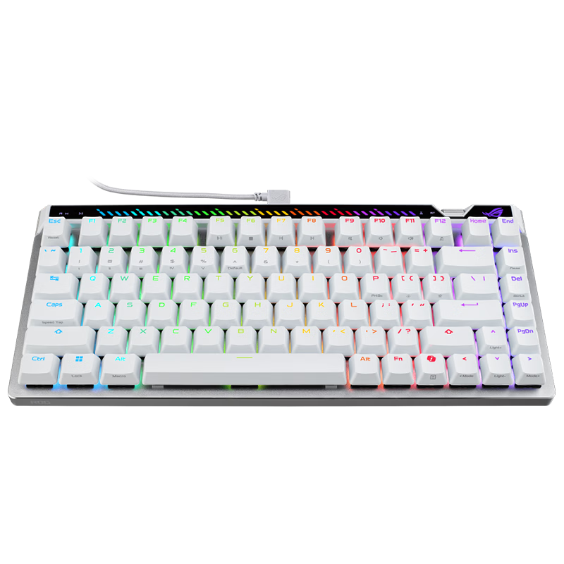 ROG魔导士Ace 75HE 有线游戏键盘 磁轴键盘 六层消音结构 HFX V2磁轴RT0.01电竞键盘 无畏契约 白色