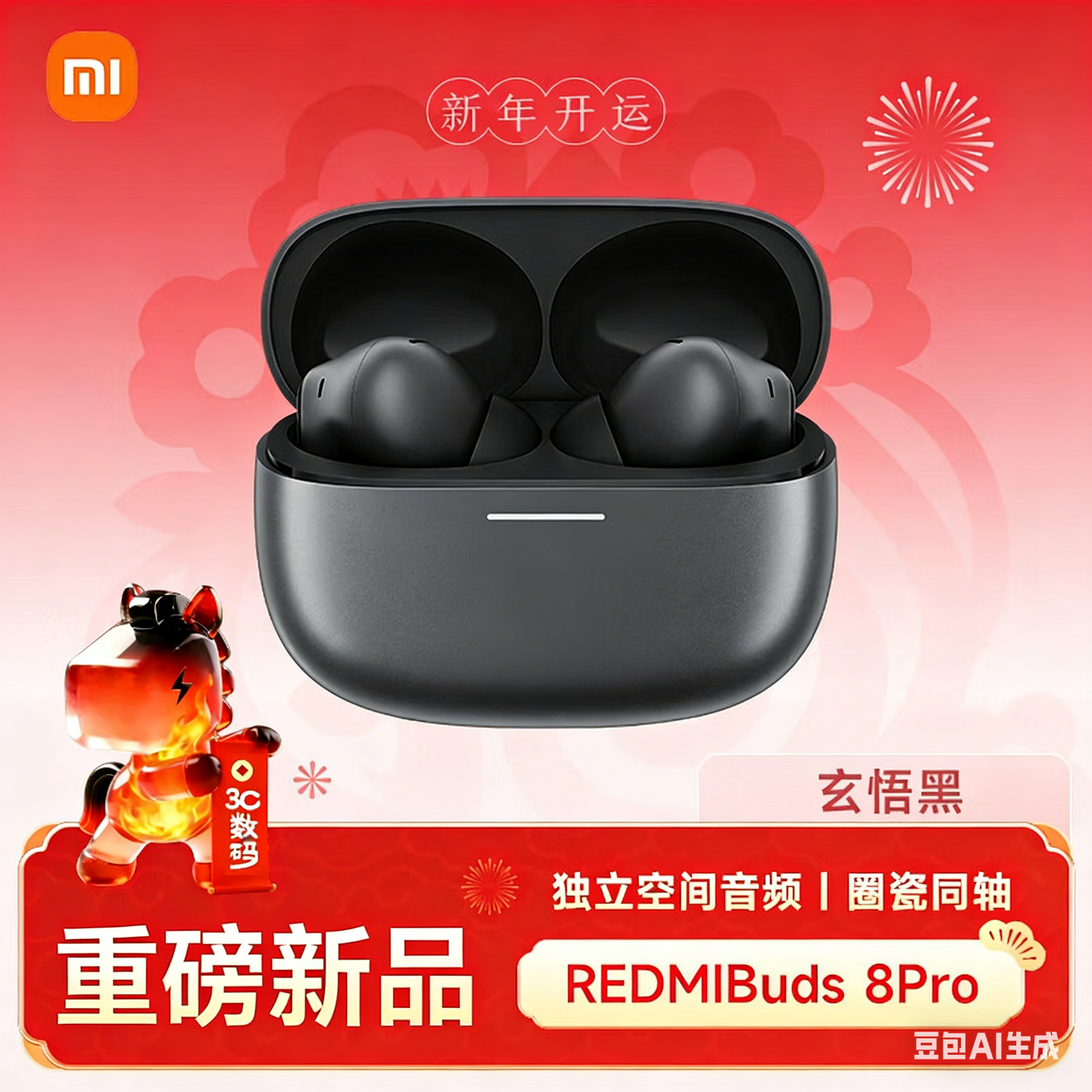 Redmi小米(MI)REDMI Buds 8 Pro真无线蓝牙耳机新品 玄悟黑