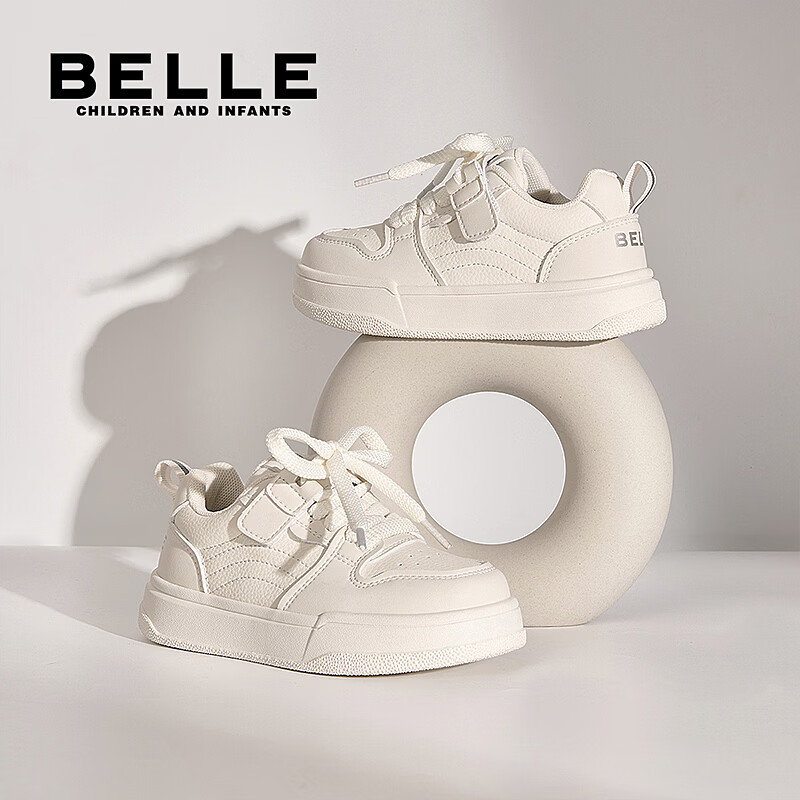 百丽童鞋儿童板鞋校园小白鞋男童26年春秋新款女童鞋子女孩大童运动鞋 白色 36