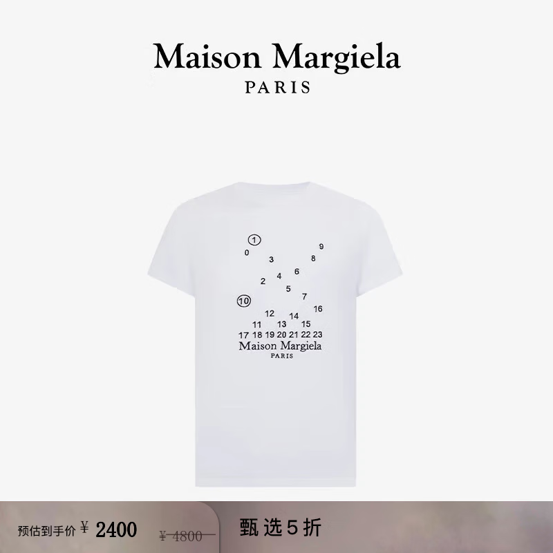 MAISON MARGIELA[尊享特惠]马吉拉数字LOGO棉短袖泡泡T恤男女同款 100白色 M