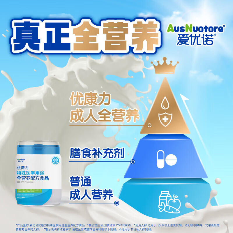 爱优诺优康力特殊医学用途全营养粉乳清蛋白粉中老年无乳糖配方术后康复 *【联系客服领赠品】 400g*1罐
