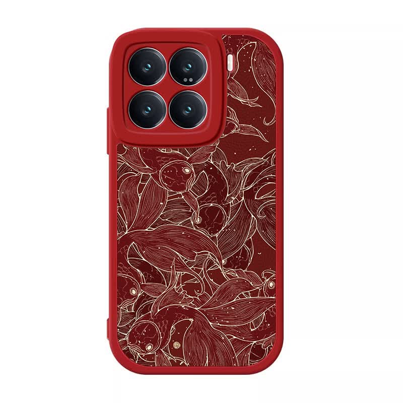 古风雷适用小米14Pro手机壳新年款简约中国风锦鲤Mi14ultra保护壳皮纹全包镜头磨砂高端彩绘 小米14Ultra【白色-满屏锦鲤】