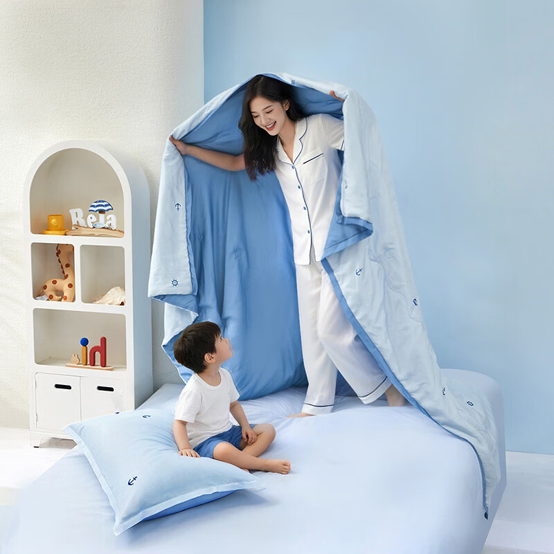 水星家纺儿童蚕丝被100%蚕丝A类天丝夏凉被空调被夏薄被子学生宿舍可水洗 海滨之旅天丝蚕丝夏被 海滨之旅天丝蚕丝夏被 100cm*120cm