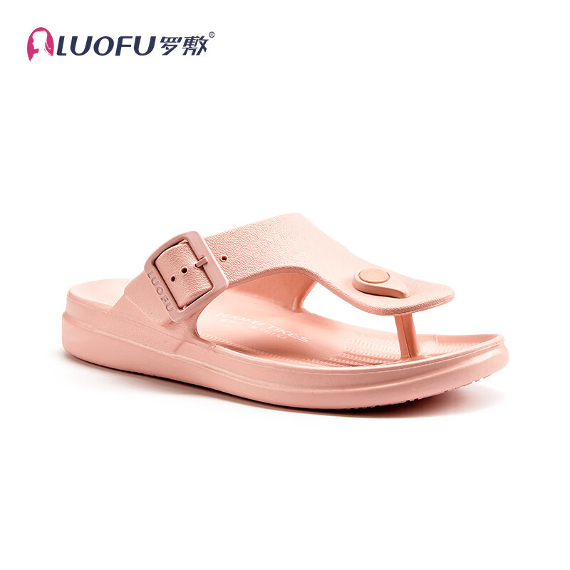 罗敷（Luo Fu）新款凉拖鞋女士防滑外穿夹角软底人字拖室外穿拖鞋女勃肯凉拖鞋 桃色 35