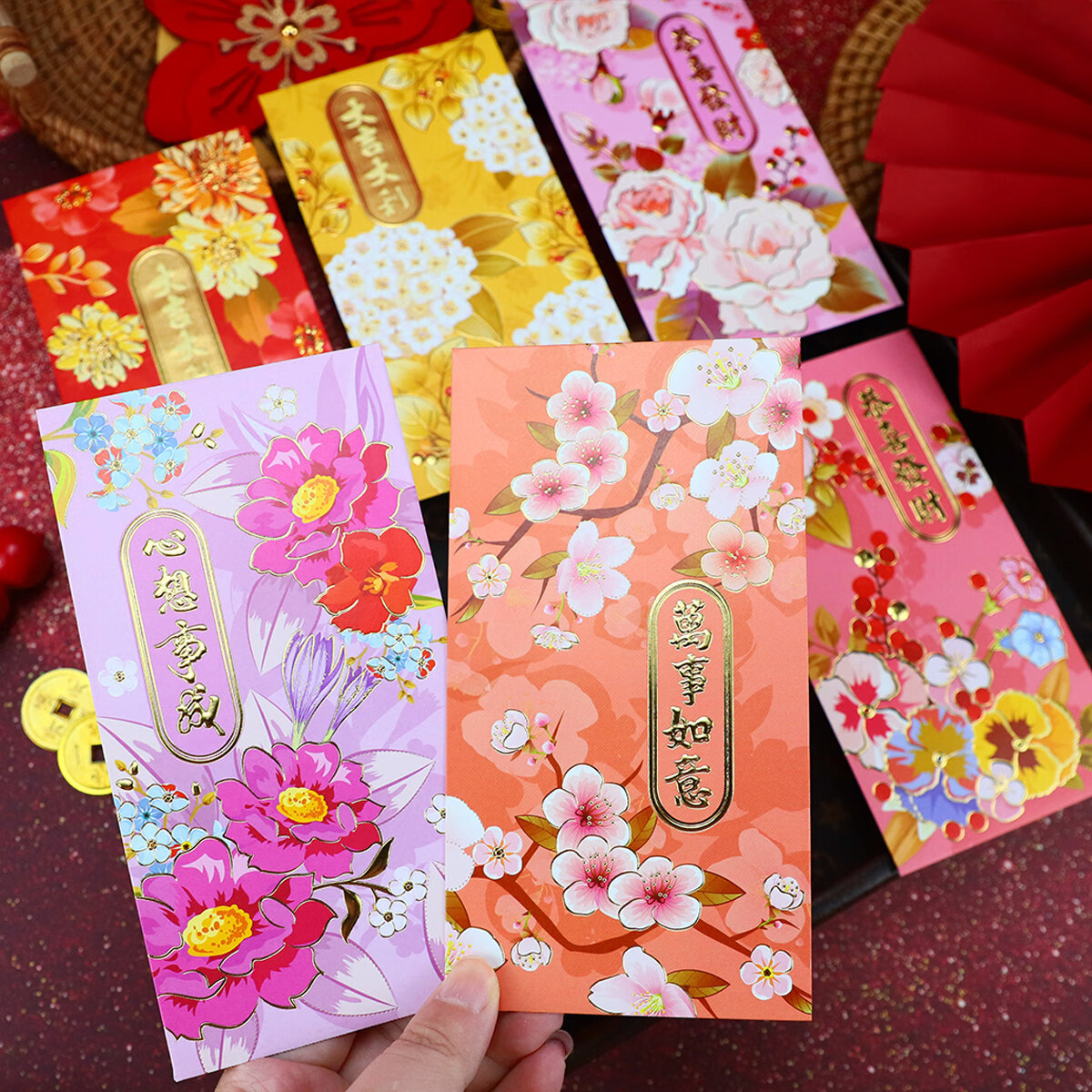 缔卡（DKtie）2026新款马年新年红包利是封过年春节国潮压岁红包袋高档利是封 【繁花似锦】加厚款 12个装