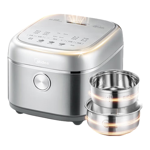 美的低糖电饭煲0涂层316L不锈钢内胆 新款米汤分离电饭锅4-5-6-8人 多功能柴火饭 米种选择煮饭锅 4L