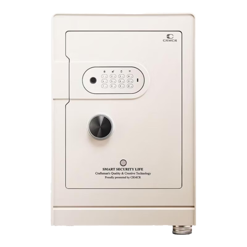 卡嘜（CRMCR）智能保險柜家用型辦公財務(wù)家庭保險箱輕奢遠程指紋密碼全鋼實心防盜防搬走首飾柜珠寶保管箱保密柜 60奶咖【國標3c認證首飾抽屜+暗艙】【已接米家】