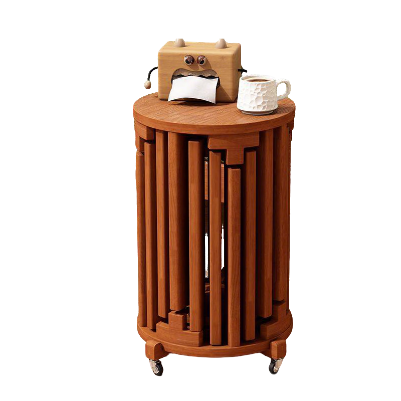 中偉實木凳子家用疊放凳子圓凳椅子疊疊樂折疊凳 胡桃色