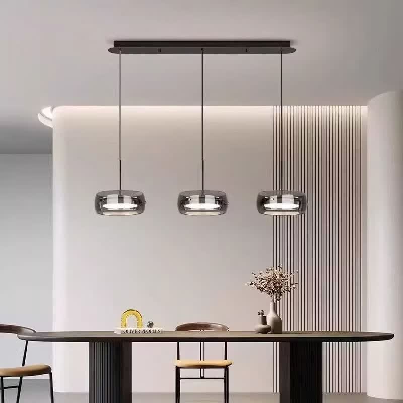 佳智美餐厅吊灯高级感意式轻奢三头吧台餐桌灯具现代简约餐厅灯2026新款 烟灰罩-三色
