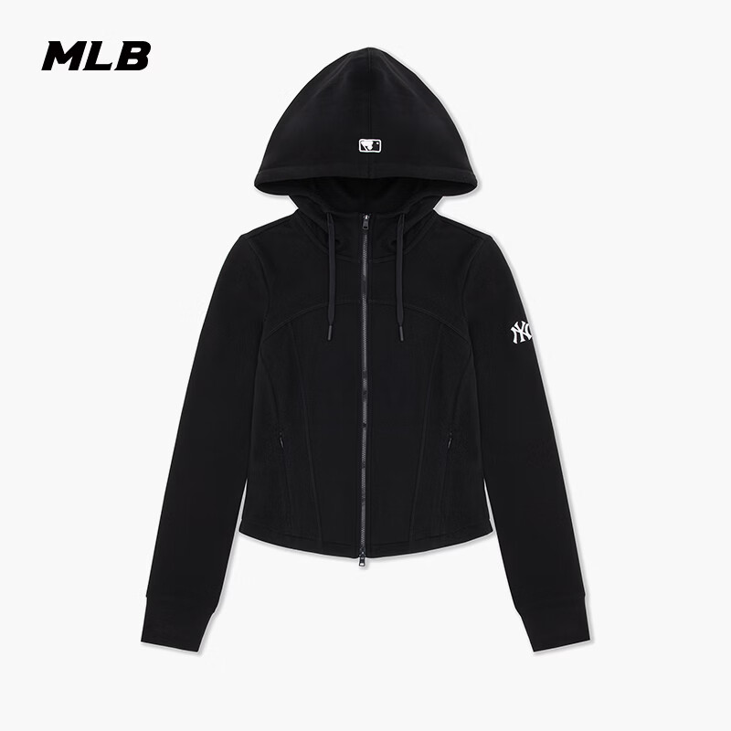MLB官方 女款时尚百搭修身显瘦连帽拉链卫衣外套26春季新款TRB15 纽约洋基队/黑色 S