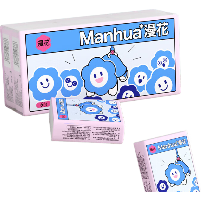 【官方直降】漫花手帕纸餐巾纸便携式小包抽纸随身装巾家用实惠 【电玩手帕纸】 3层 6片*18包