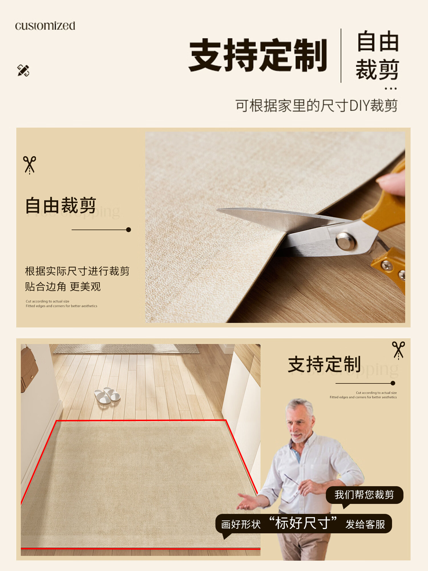 米黛蕾地垫室内免洗可擦进门纯色简约入户毯门口门外防水防滑皮革子 纯色-浅灰 140*200cm