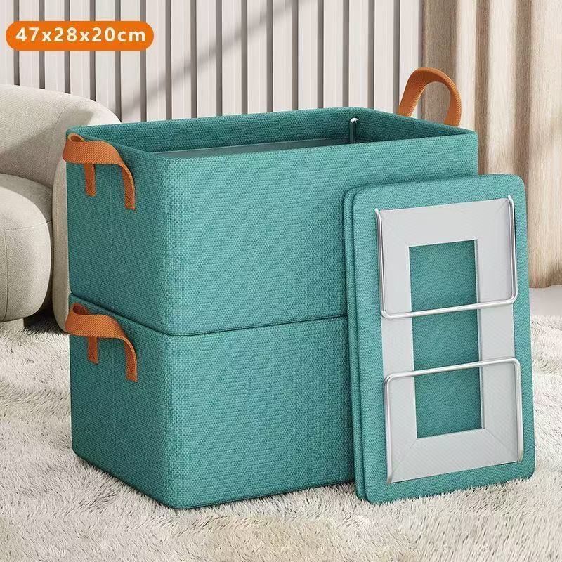 何佳功收纳家用折叠抽屉式钢架收纳盒衣服裤子整理神器衣柜内置收纳加粗 草原绿 【2个】钢架支撑+底板47*28*20】