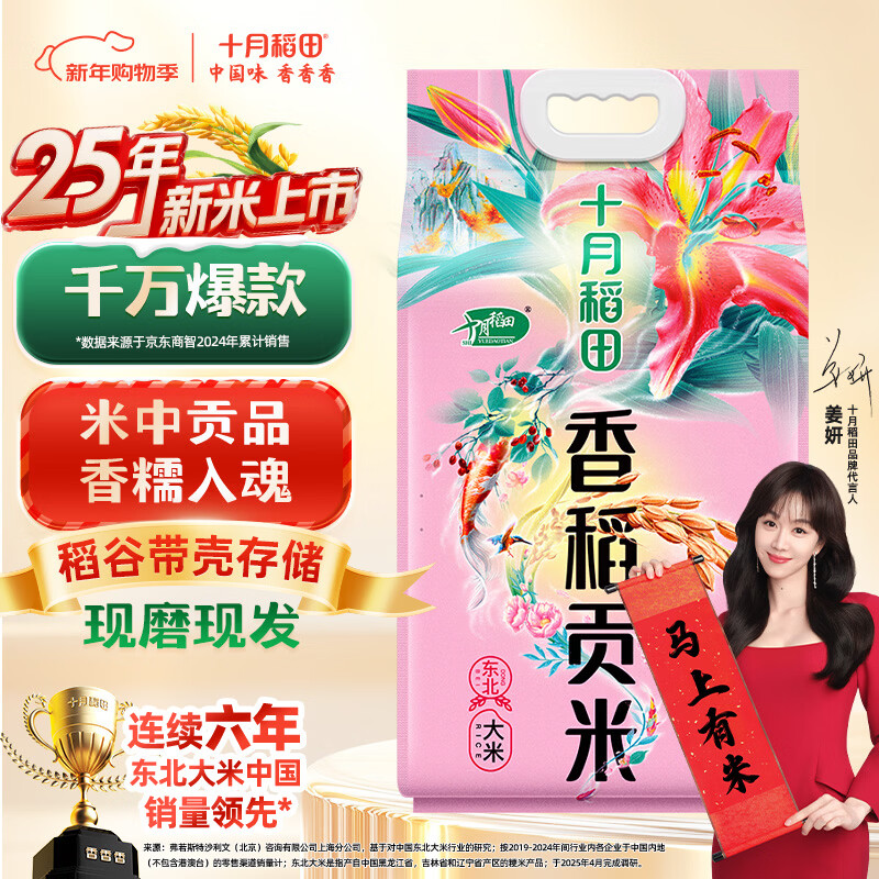 十月稻田 2025年新米 香稻贡米 东北大米 10斤（香米 粳米 5公斤/十斤）