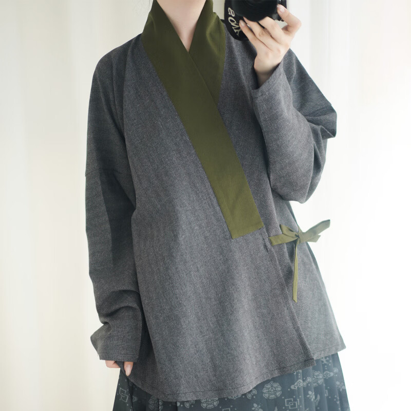 胖东来代购汉服明制对交穿新中式上衣复原春秋冬款日常通勤同款 黑色 联系客服加入会员 S