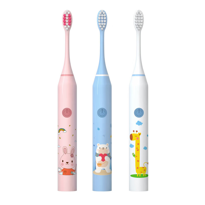 JEPOO电助动画儿童牙刷3-12岁全动牙刷充电防水软毛小孩专用 颜色随机 1支 +4个刷头*