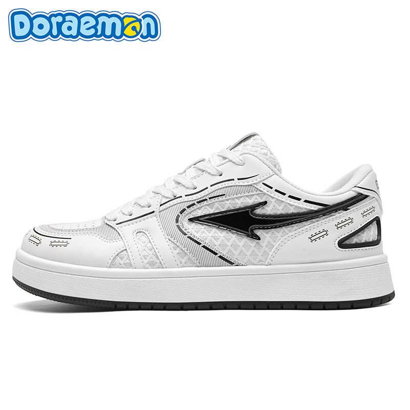 哆啦A梦板鞋男鞋春季2026新款潮流撞色舒适透气低帮厚底休闲鞋子男款 复古白 39