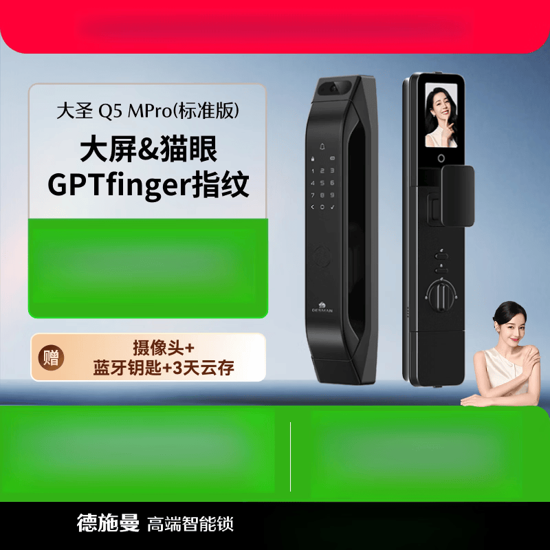 德施曼 DESSMANN猫眼大屏智能门锁指纹锁密码锁智能锁大圣Q5MPro（标准版） 高端黑Q5MPro(标准版)