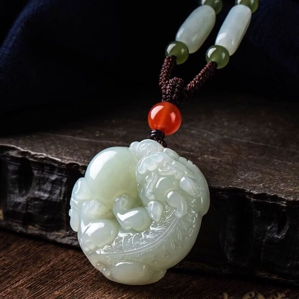 新款和田色平安扣玉佩玉吊坠貔貅吊坠男女同款-M 【偏黄色】有求必应貔貅吊坠【送精美礼盒】