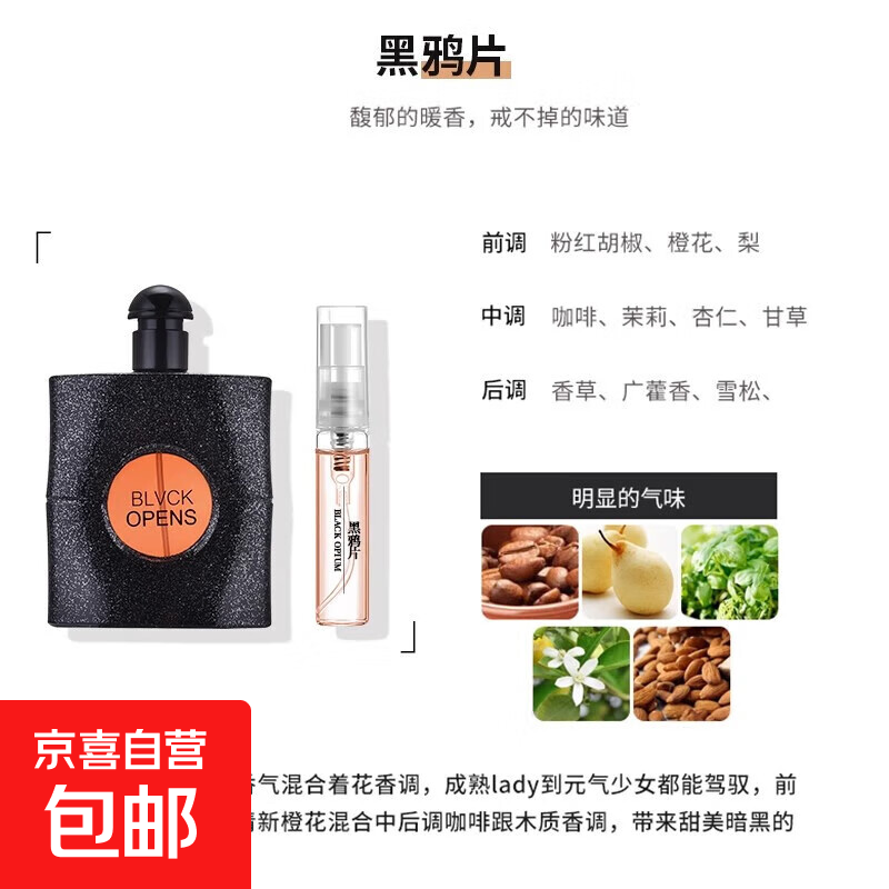 正品大牌香水小样5ml无人区玫瑰邂逅花漾甜心女士持久淡香蔚蓝男 黑鸦片【5ml】1支装