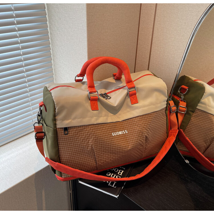 【GUOMISS】潮牌新款可扩展健身包大容量干湿分离独立鞋仓旅行包 棕色