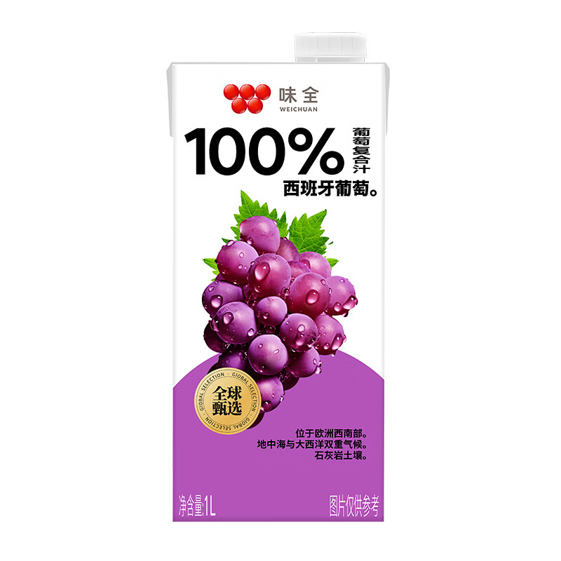 味全【节日送礼】常温果汁饮料新鲜水果汁儿童营养整箱礼盒 常温葡萄汁1L*4瓶