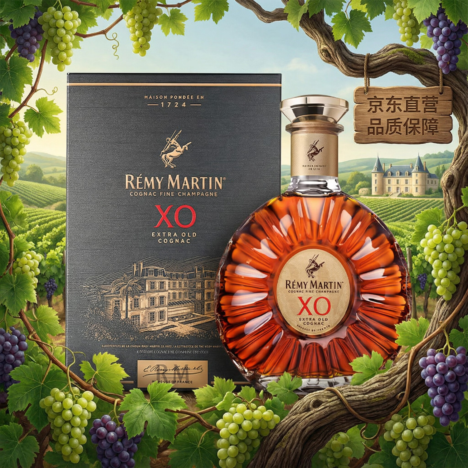 人头马（Rémy Martin）洋酒 X.O优质香槟区干邑白兰地 700ml 1号会员店