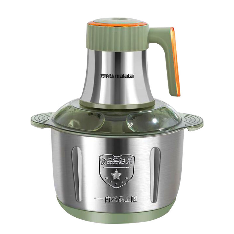 万利达（Malata）绞肉机家用多功能料理机和面机打泥机碎肉机绞馅机搅拌机绞肉绞菜 豪华不锈钢款 5L 【两套立体刀】四档调速