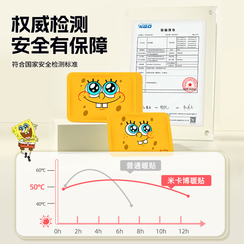 萱草【爆款联名】暖宝宝贴自发热贴长效持久暖贴大姨妈暖身暖手热敷贴 海绵宝宝暖身贴 20片装【持续发热12h】