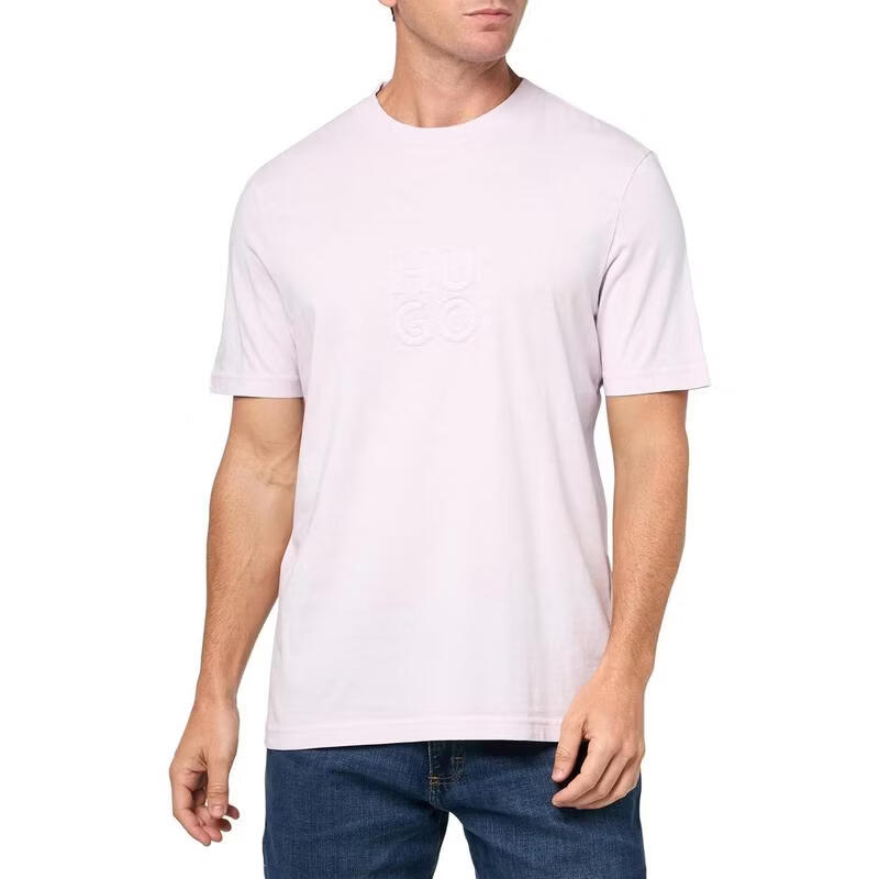 BOSS雨果博斯男士T恤透氣吸汗短袖日常休閑男裝簡約 Orchid Petal 均碼 |XX-LARGE