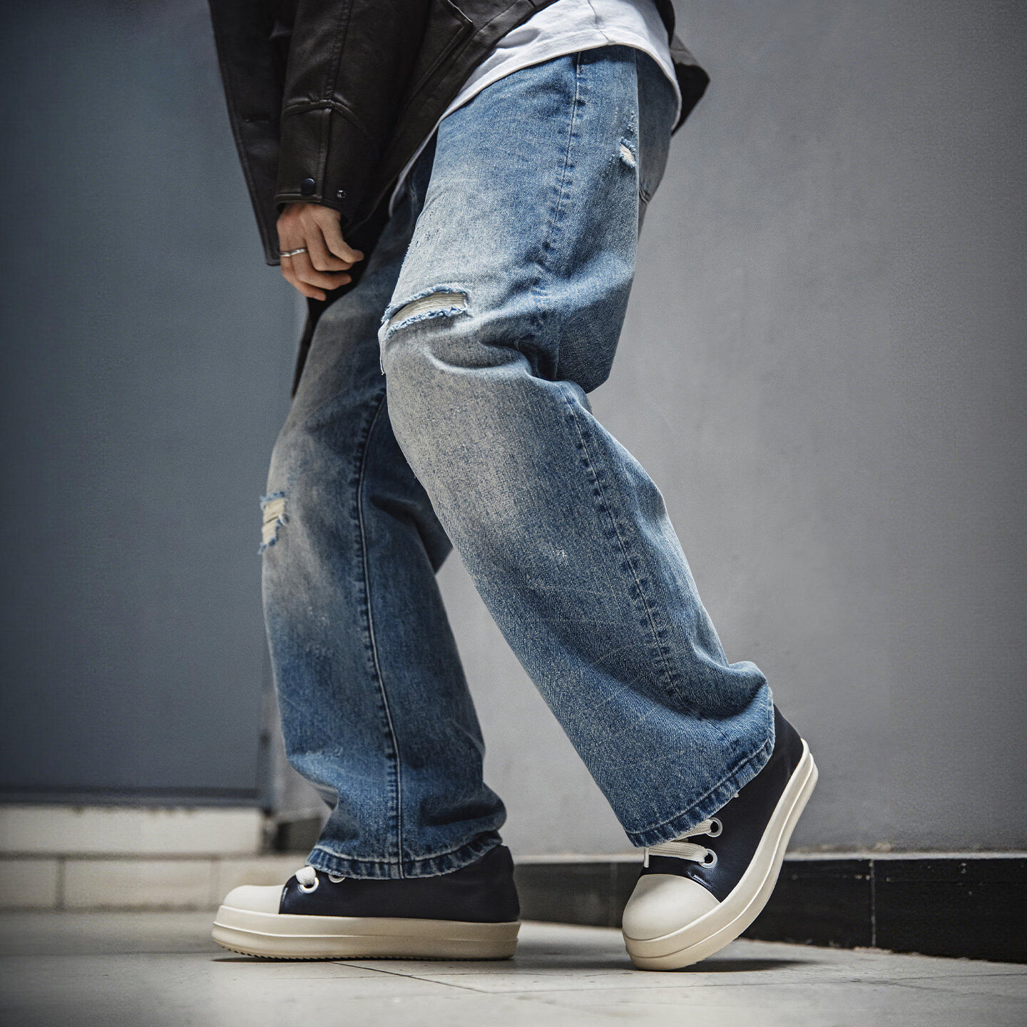 Mr.A小胖丁板鞋男鞋2026新款复古解构大头鞋高街暗黑厚底面包鞋春MRA 黑色 39