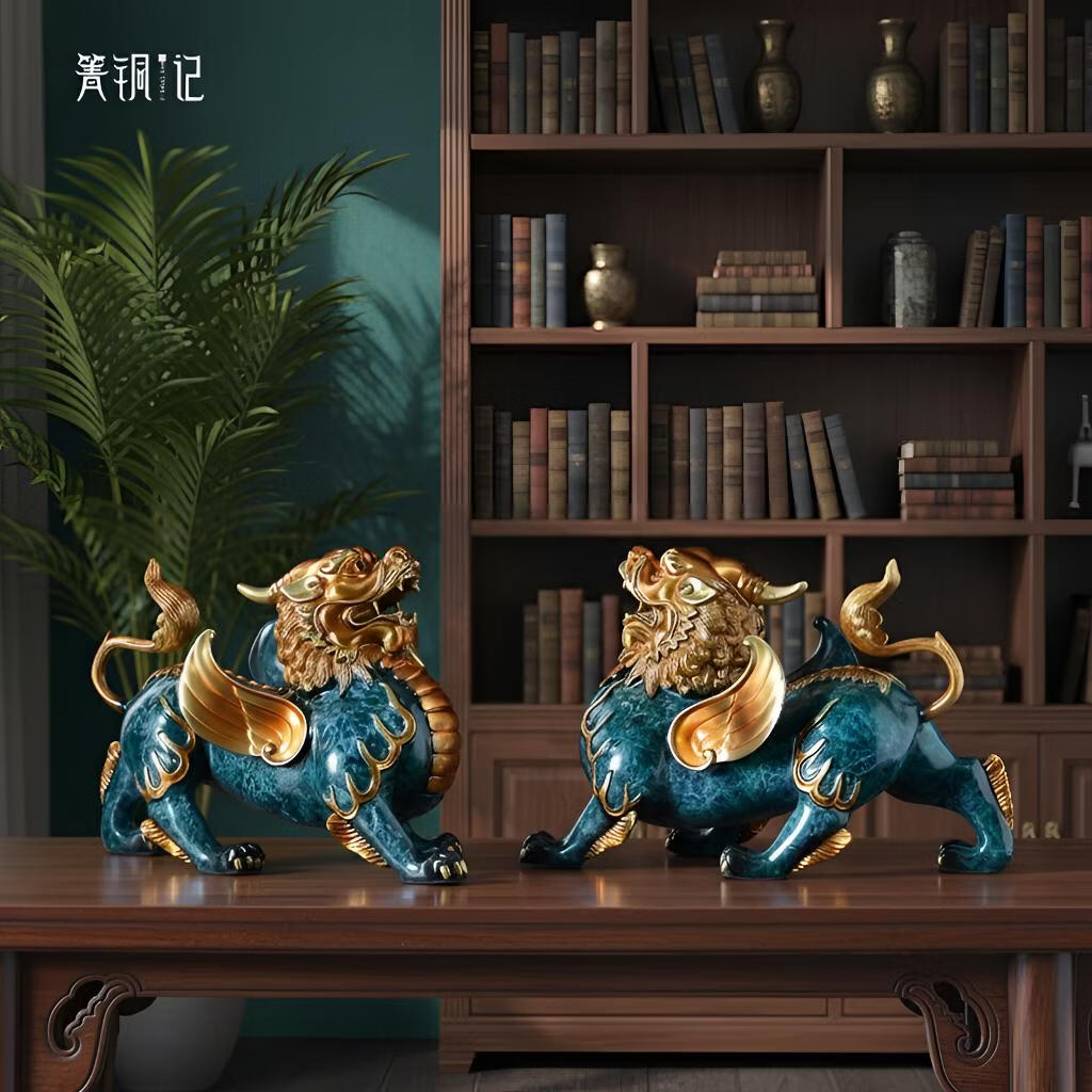 箐铜记全铜飞天貔貅摆件 一对装 客厅办公室招财镇宅开业礼品 飞天霸王貔貅 大号一对::  长*37*宽22*高27cm